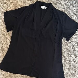 Calvin Klein Black V-Neck Short Sleeve Blouse